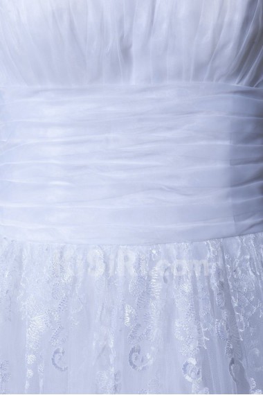 Strapless Satin and Lace Knee Length Dress