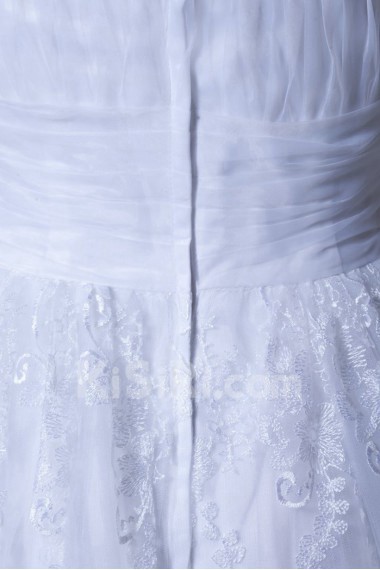 Strapless Satin and Lace Knee Length Dress