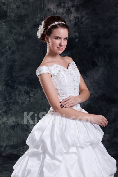 Taffeta Off-the-Shoulder Ball Gown