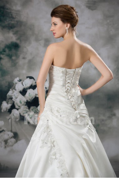 Satin Sweetheart A Line Gown with Embroidery