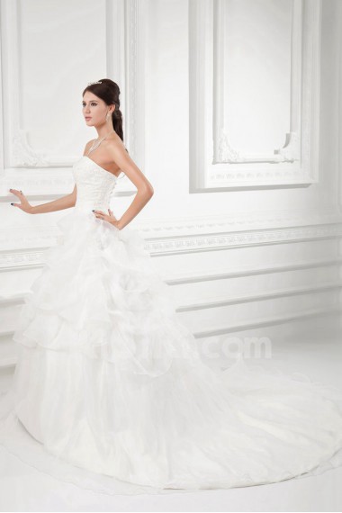 Organza Sweetheart A Line Gown with Embroidery