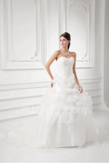 Organza Sweetheart A Line Gown with Embroidery