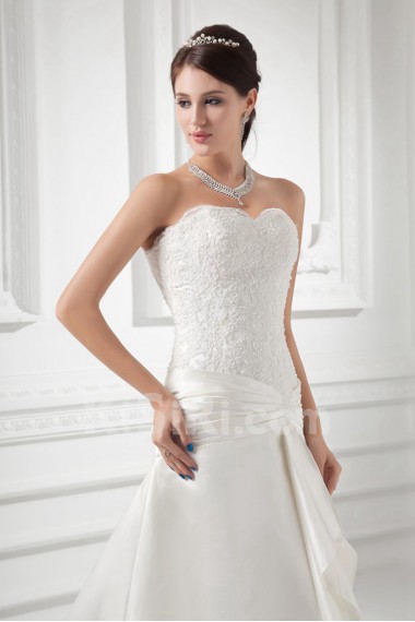 Satin Sweetheart A Line Gown with Embroidery