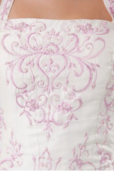 Taffeta Halter A Line Gown with Embroidery