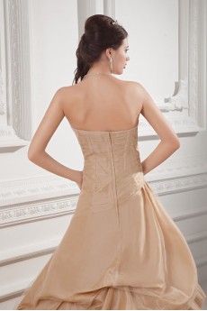 Taffeta Strapless A Line Gown with Embroidery