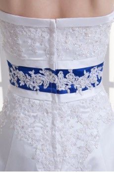 Organza Strapless A Line Gown with Embroidery