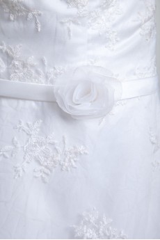 Organza and Satin Strapless Tea-Length Gown