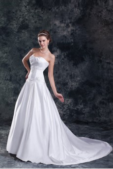 Satin Sweetheart A Line Gown with Embroidery