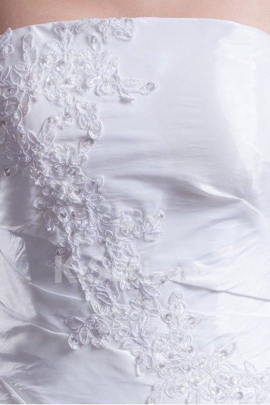 Taffeta Strapless A Line Gown with Embroidery