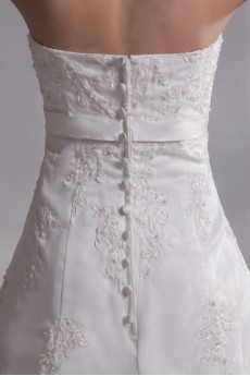 Organza Strapless A Line Gown with Embroidery