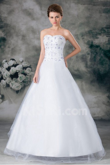 Organza Sweetheart A Line Gown with Embroidery