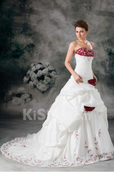 Taffeta Sweetheart A Line Gown with Embroidery