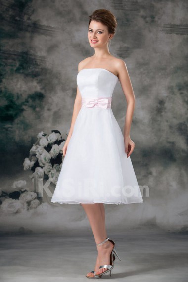 Organza Strapless A Line Short Gown with Sash