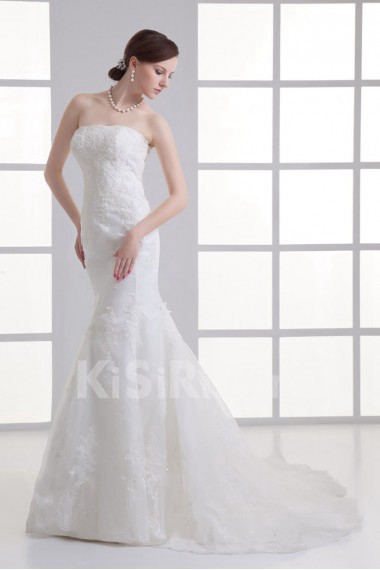Strapless Mermaid Gown with Embroidery