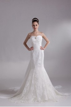 Taffeta Sweetheart Mermaid Gown with Embroidery
