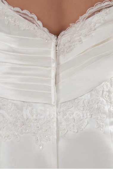 Satin Sweetheart Sheath Gown with Embroidery