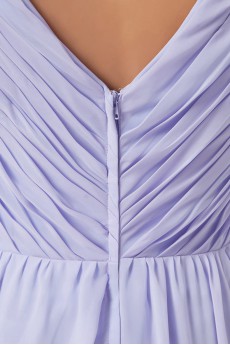 Chiffon V Neckline Column Gown with Embroidery