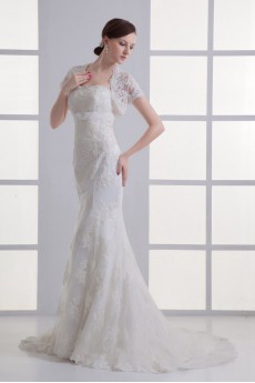 Strapless Sheath Gown with Embroidery