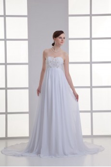 Chiffon Sweetheart Column Gown with Embroidery
