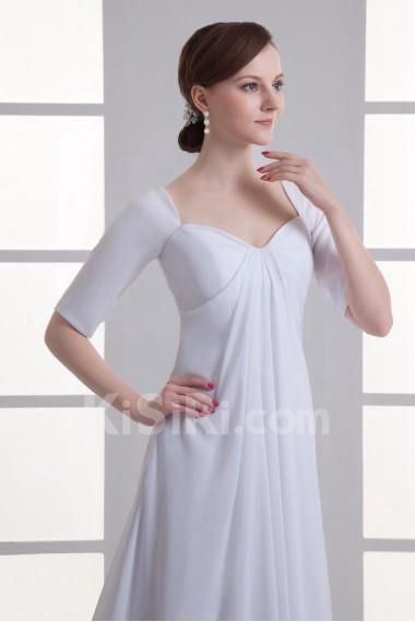 Chiffon Sweetheart Column Gown with Half Sleeves