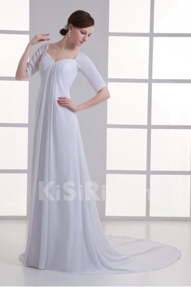 Chiffon Sweetheart Column Gown with Half Sleeves