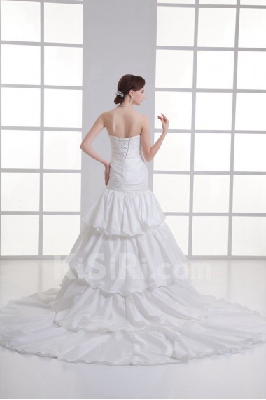 Taffeta Strapless Sheath Gown with Hamd-made Flowers