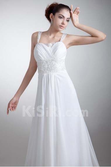 Chiffon Column Gown with Embroidery