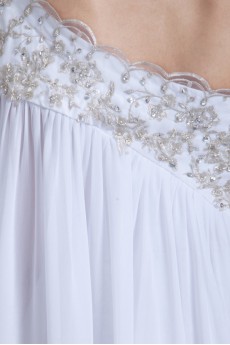 Chiffon Asymmetrical Column Gown with Embroidery
