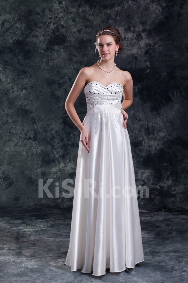 Satin Sweetheart Column Gown with Embroidery