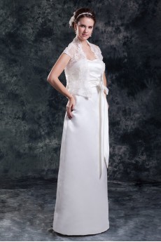 Satin Strapless Column Gown with Sash
