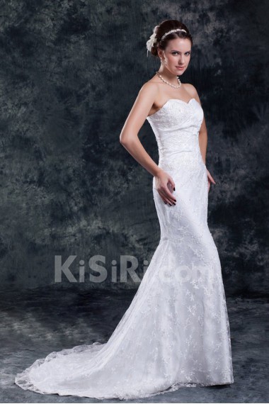 Lace Sweetheart Sheath Gown with Embroidery