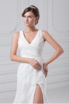 Lace V-Neck Column Gown
