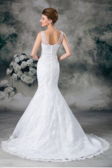 Lace V-Neck Sheath Gown