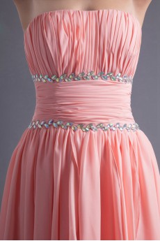 Chiffon Strapless Short Dress with Sequins