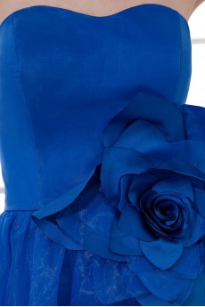 Satin and Organza Scoop Short Dress with Hand-made Flower