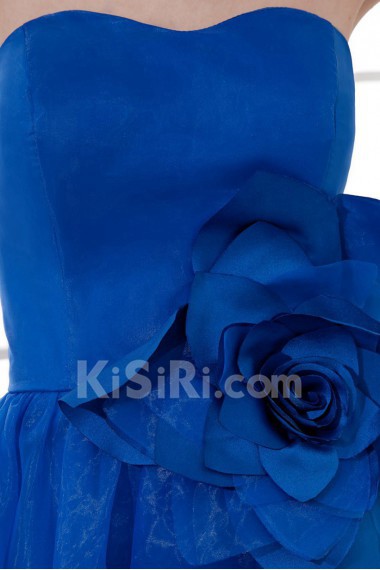 Satin and Organza Scoop Short Dress with Hand-made Flower