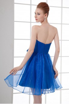 Satin and Organza Scoop Short Dress with Hand-made Flower