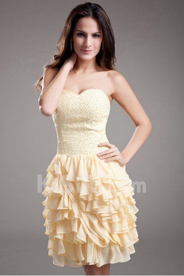 Chiffon Sweetheart Short Dress with Embroidery
