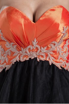 Organza Sweetheart Short Dress with Embroidery