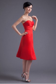 Satin Sweetheart Knee Length Dress