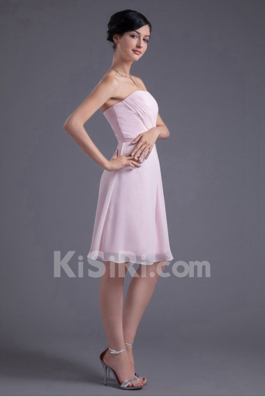 Chiffon Strapless Short Dress with Sash