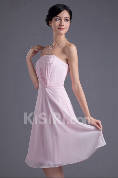Chiffon Strapless Short Dress with Sash