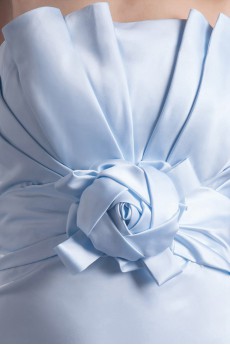 Satin Scallop A Line Short Dress with Hand-made Flower
