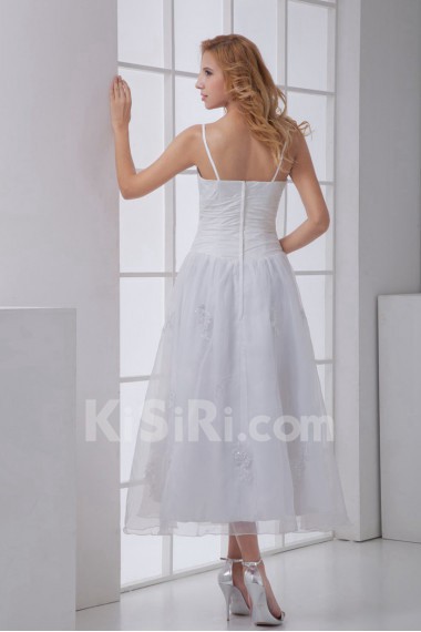 Chiffon Sheath Tea-Length Dress with Embroidery