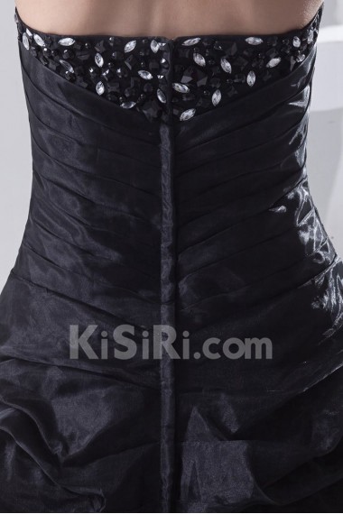 Organza Strapless A Line Short Dress with Embroidery