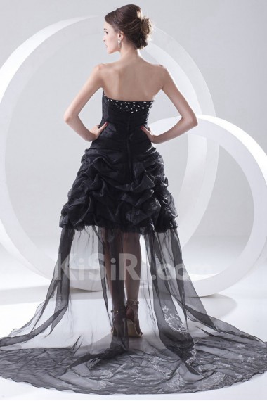 Organza Strapless A Line Short Dress with Embroidery