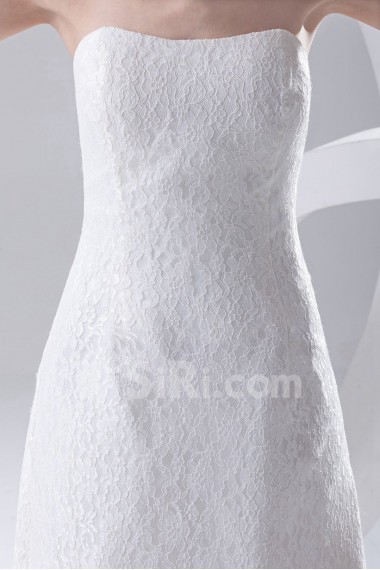 Lace Strapless A Line Tea-Length Dress