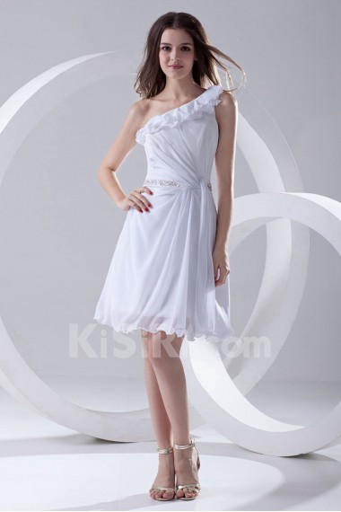 Chiffon Asymmetrical Short Dress with Sequins