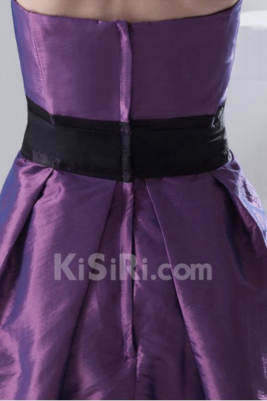 Taffeta Scoop Knee Length Dress with Sash