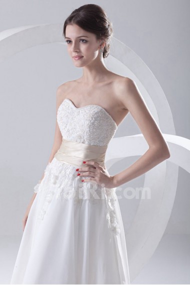 Chiffon Sweetheart A Line Tea-Length Dress with Embroidery